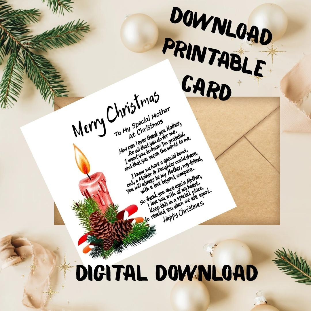 To My Special Mother At Christmas Card Print. Christmas Message with regard to Printable Christmas Card For Mother