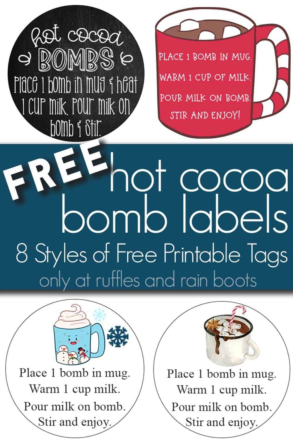 Use These [Free Printable] Hot Cocoa Bomb Labels For Gift Giving! in Free Printable Hot Cocoa Bomb Tags Christmas