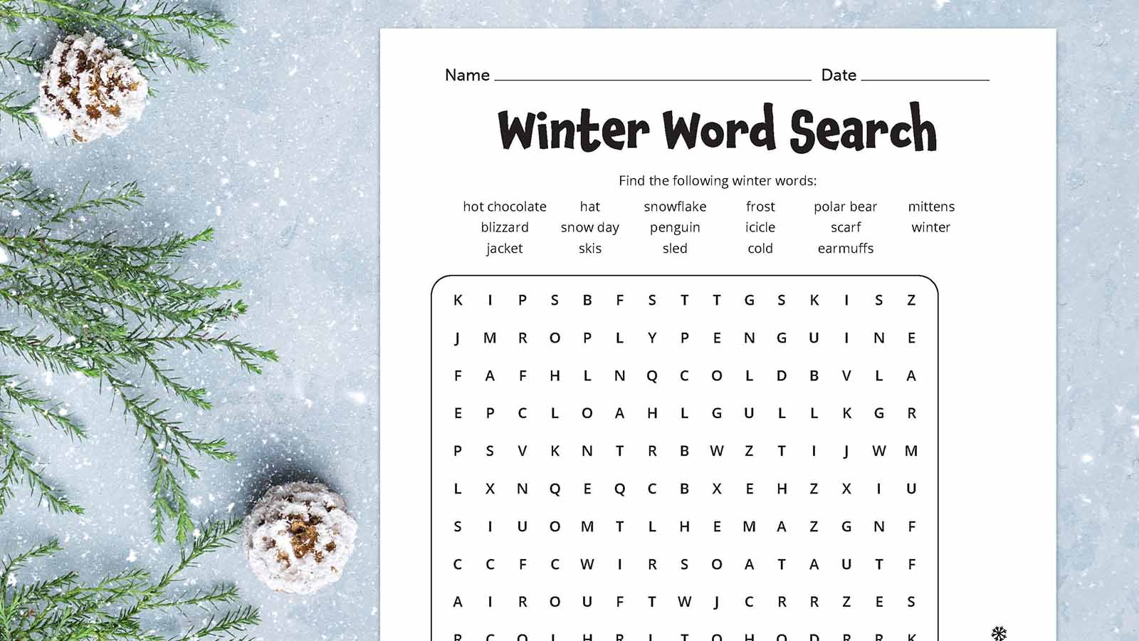 Winter Word Search: Free Printable Worksheet Plus Answer Key throughout Winter Holiday Word Search Printable Free