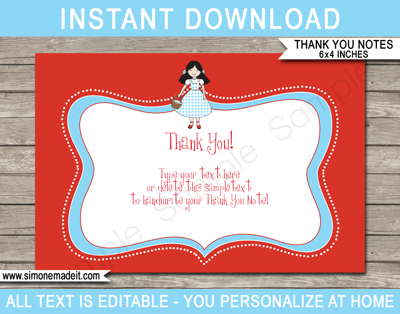 Wizard Of Oz Party Thank You Cards Template for Wizard of Oz Thank You Cards Printable