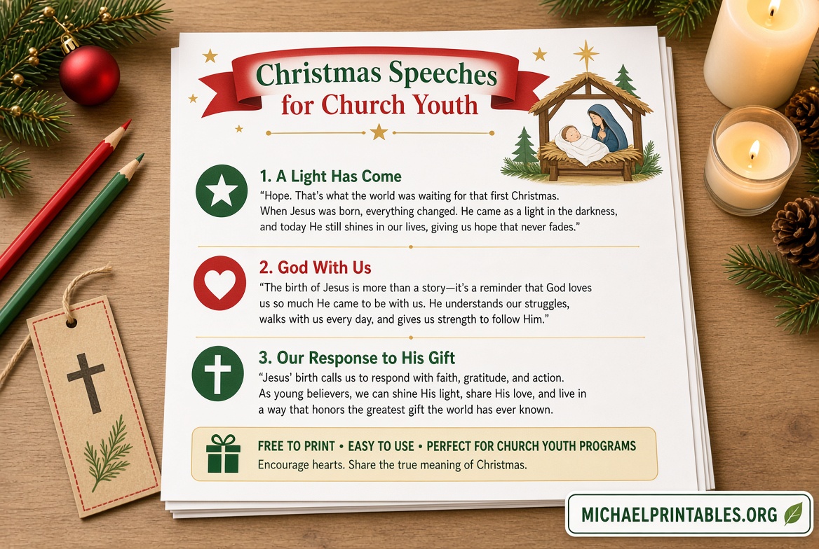 Free Christmas Speeches for Church Youth Printable