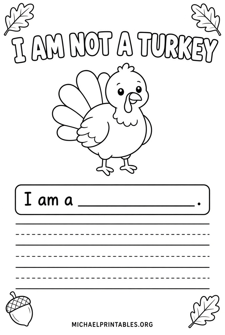Free I Am Not a Turkey Printable Thanksgiving (2)
