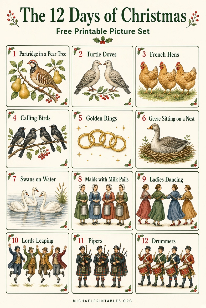 Free Printable 12 Days of Christmas Pictures (1)