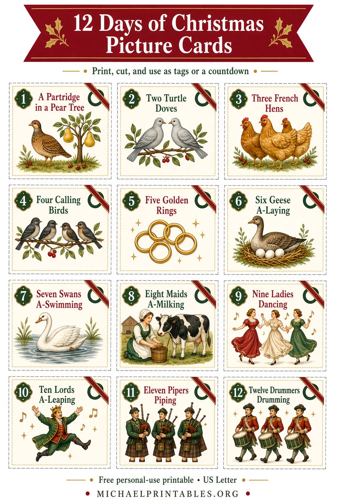 Free Printable 12 Days of Christmas Pictures (2)