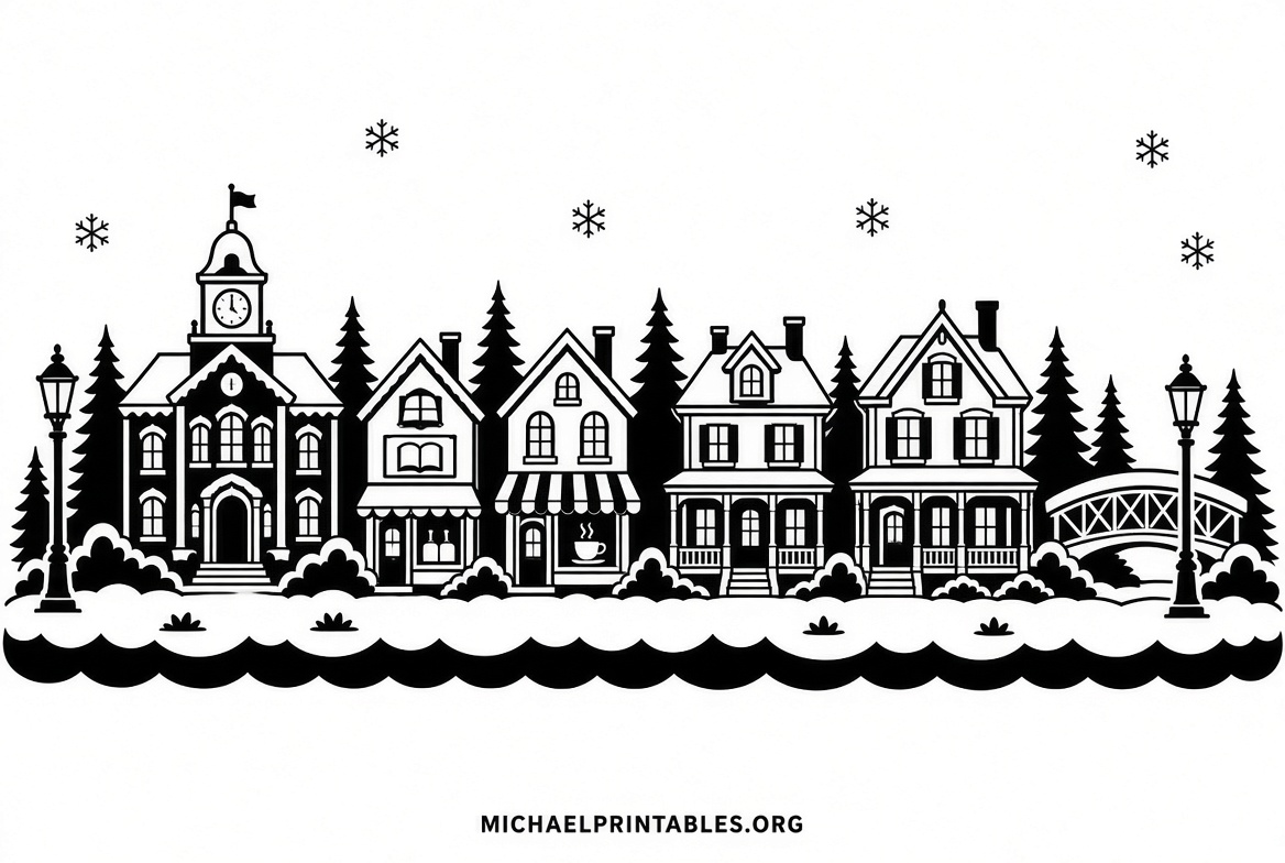 Free Printable Christmas Village Window Stencils (1)