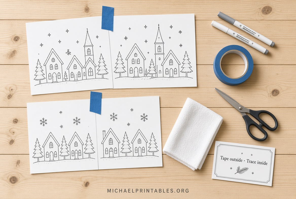 Free Printable Christmas Village Window Stencils (2)