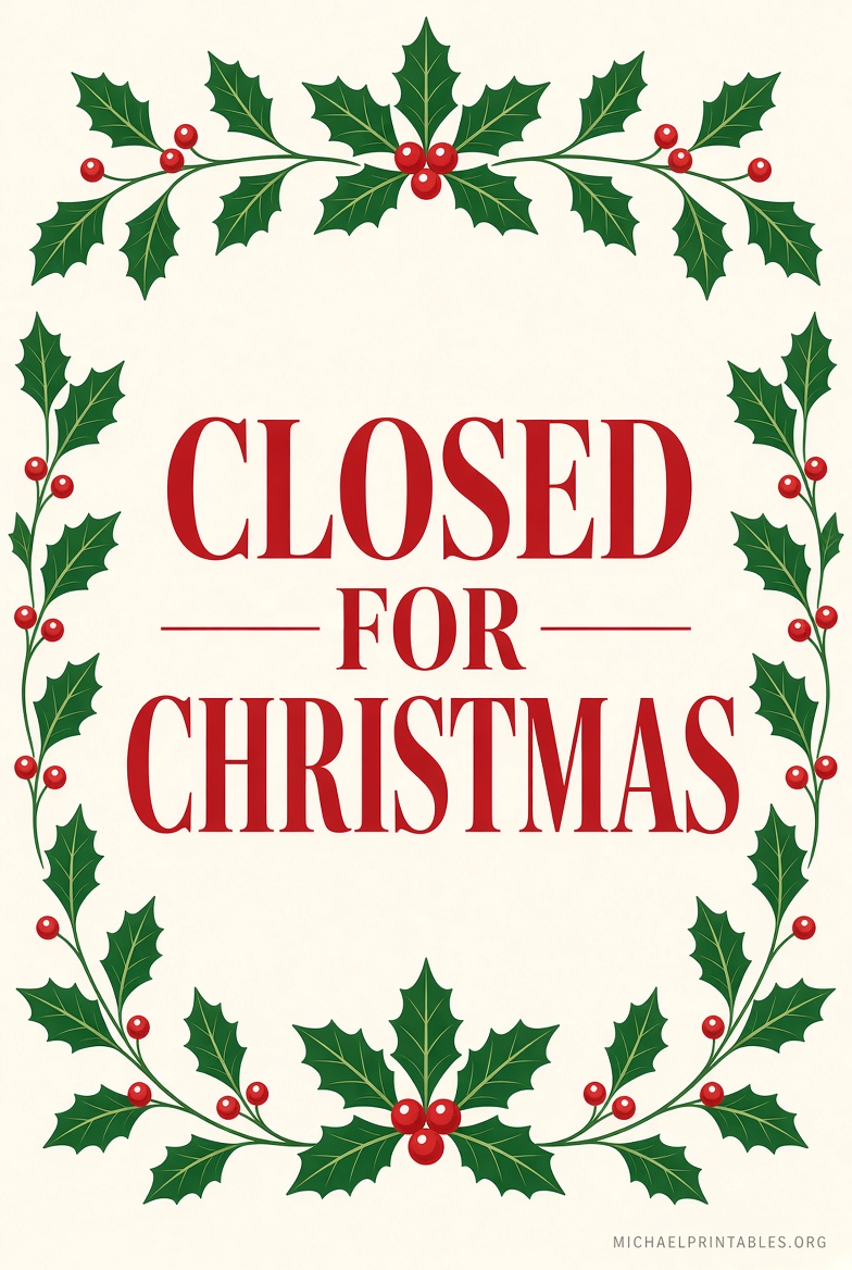 Free Printable Closed for Christmas Signs (1)