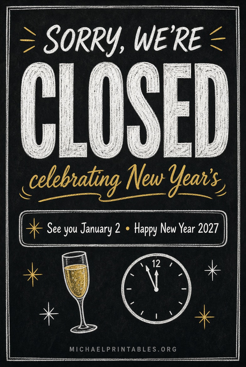 Free Printable Closed for New Year’s Sign (4)