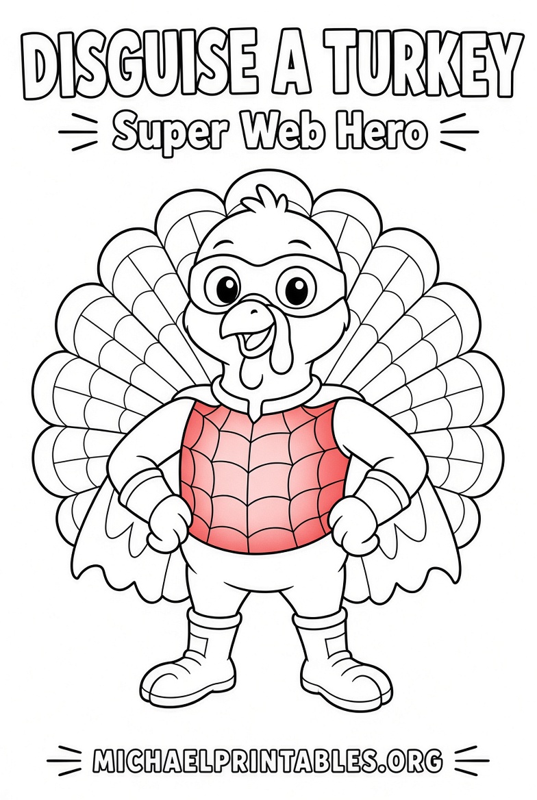 Free Printable Disguise a Turkey Spiderman Template
