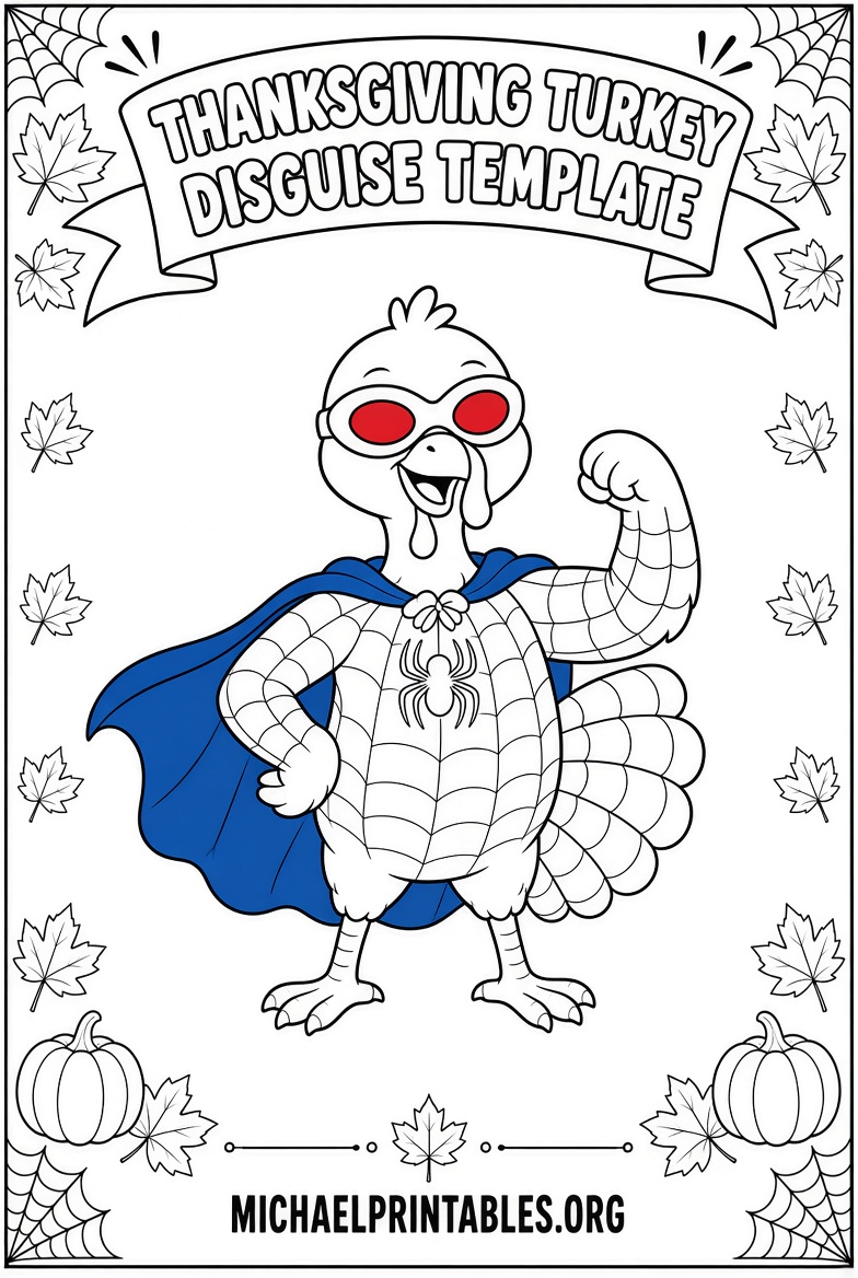 Free Printable Disguise a Turkey Spiderman Template