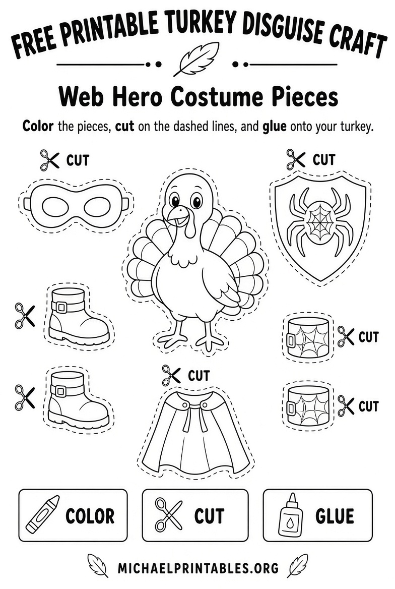 Free Printable Disguise a Turkey Spiderman Template