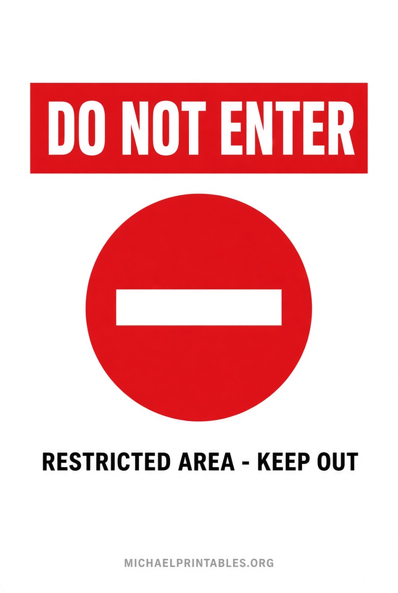 Free Printable Do Not Enter Signs (USA)