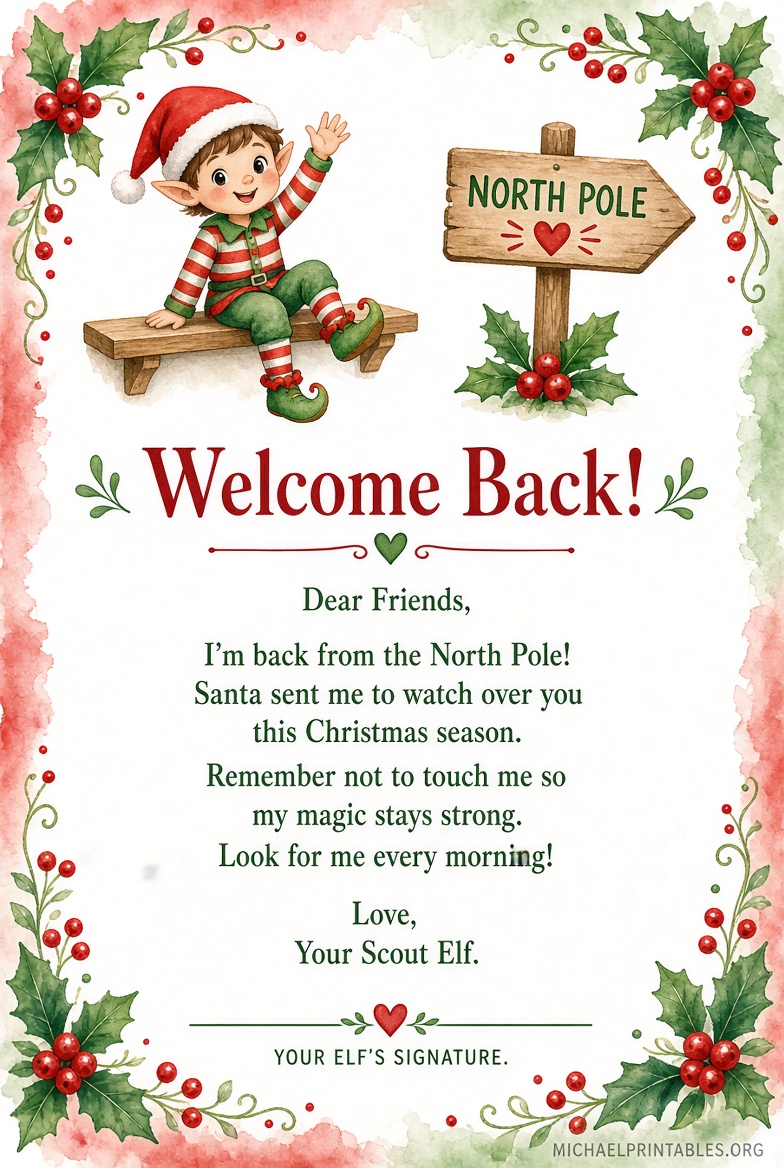 Free Printable Elf Welcome Back Letter (2)