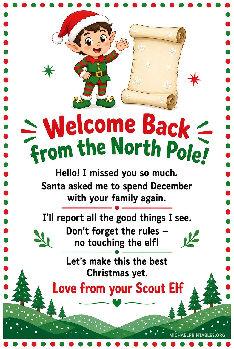 Free Printable Elf Welcome Back Letter (4)