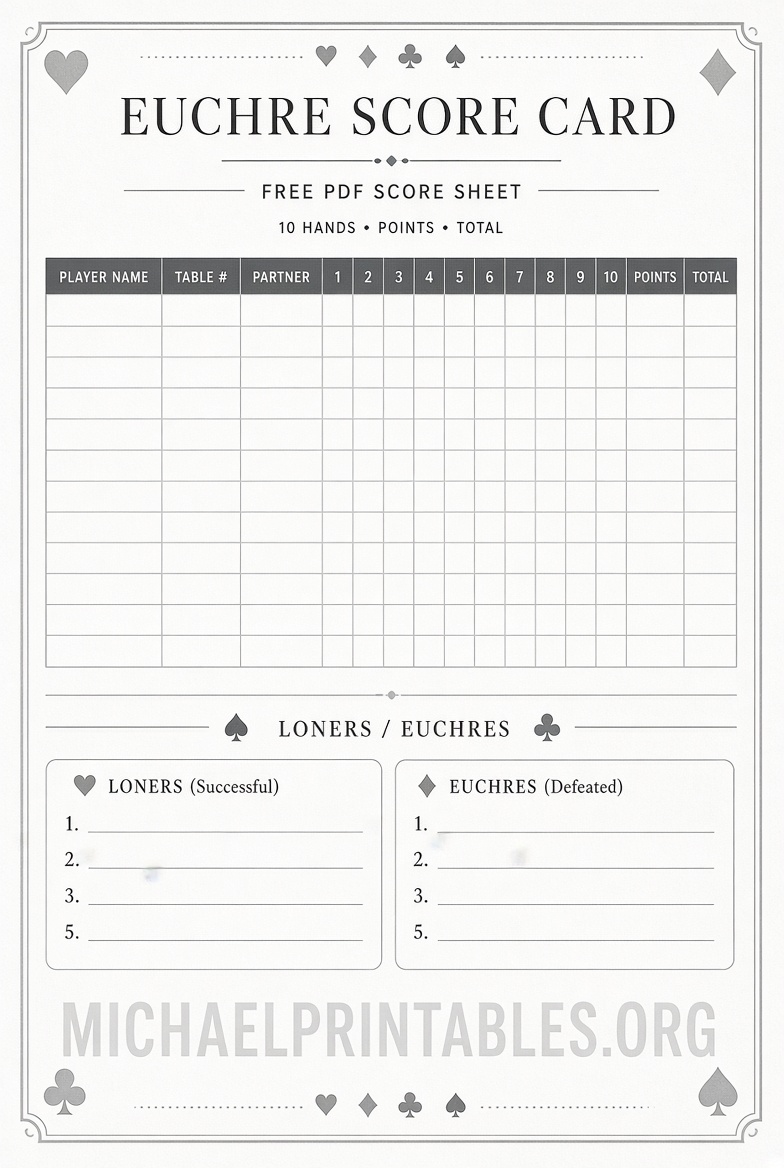Free Printable Euchre Score Cards PDF (2)