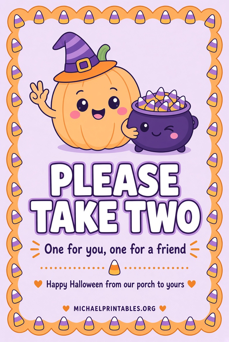 Free Printable Halloween Candy Sign Please Take Two