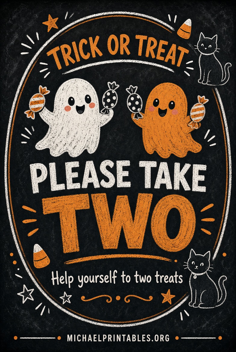 Free Printable Halloween Candy Sign Please Take Two