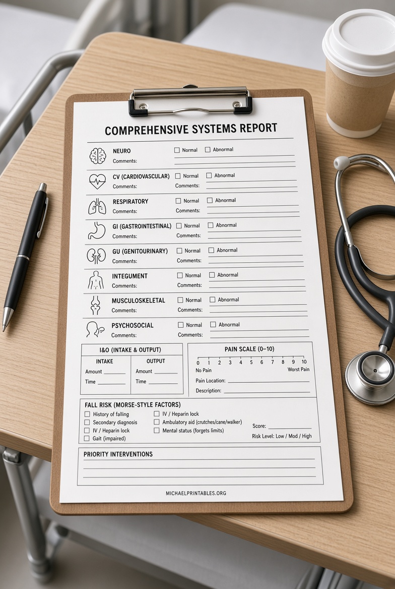 Free Printable Nursing Report Sheets (USA)