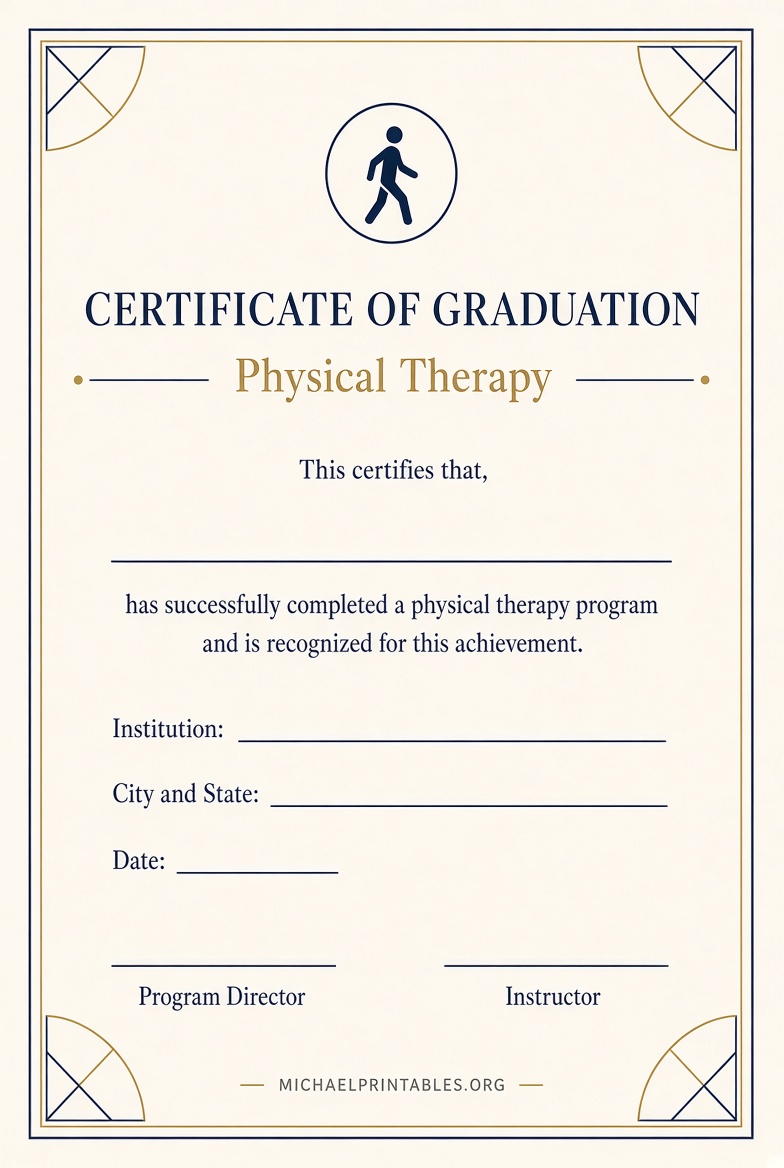Free Printable PT Graduation Certificate (USA)