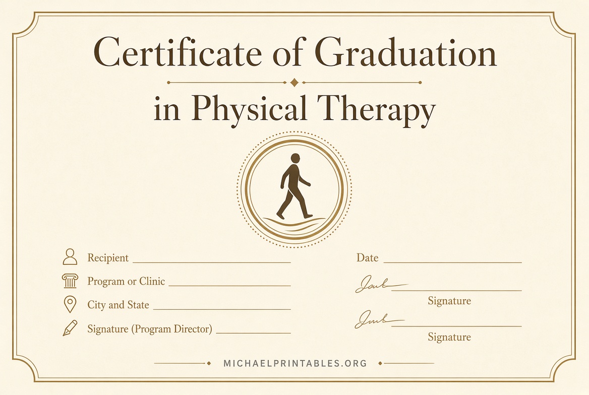 Free Printable PT Graduation Certificate (USA)