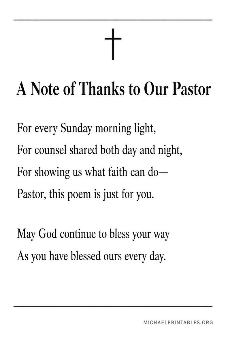Free Printable Pastor Appreciation Poems