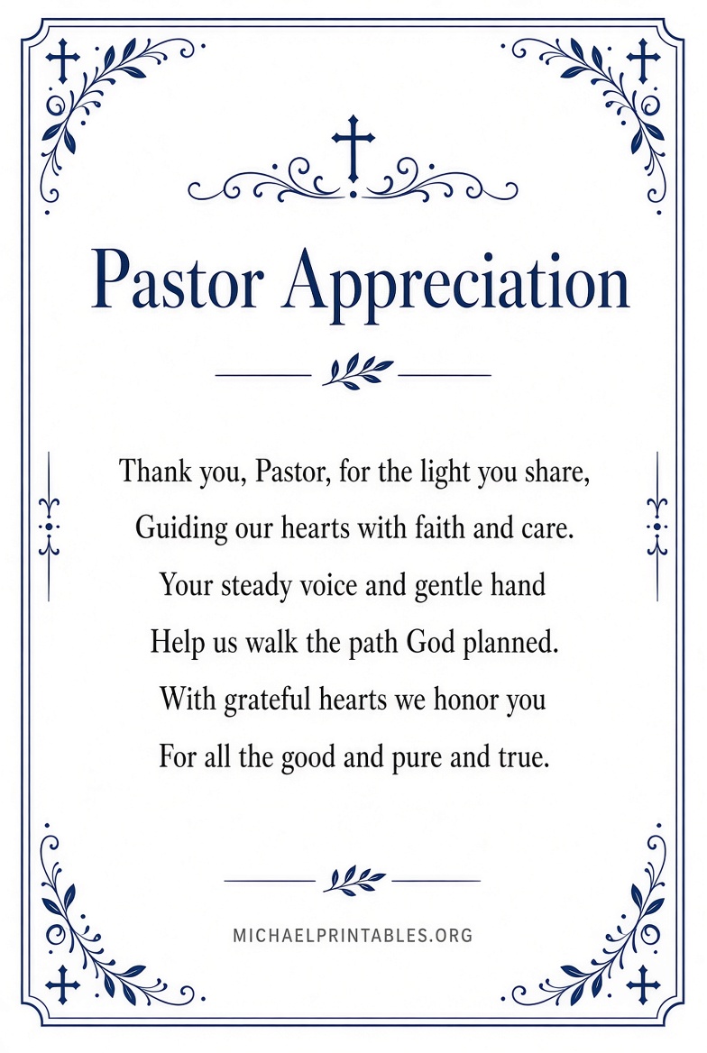 Free Printable Pastor Appreciation Poems