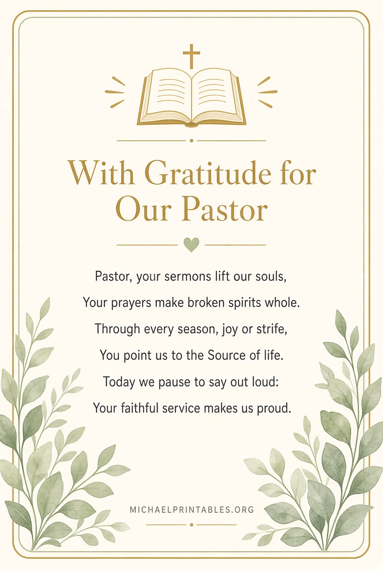 Free Printable Pastor Appreciation Poems