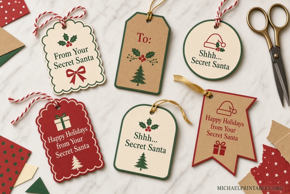 Free Printable Secret Santa Gift Tags Instant PDFs (2)