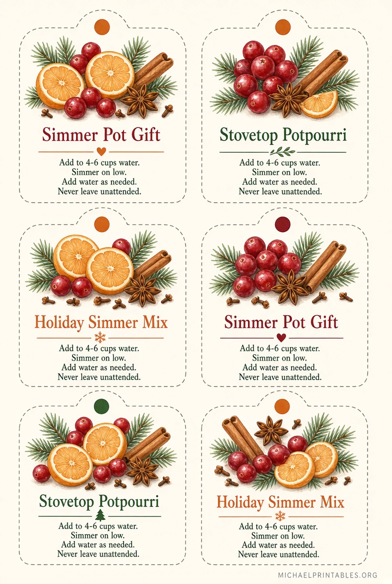 Free Printable Simmer Pot Tags for Easy DIY Gifts