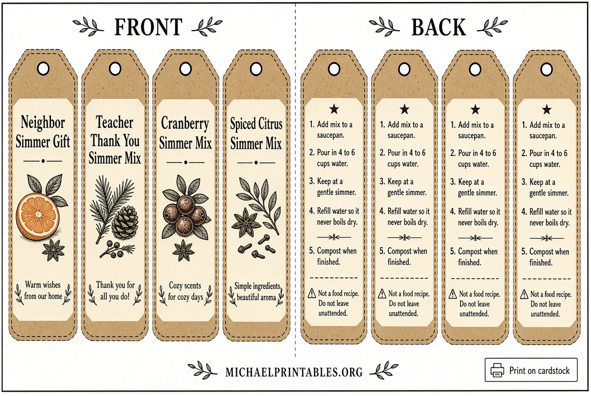 Free Printable Simmer Pot Tags for Easy DIY Gifts