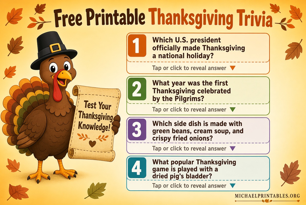 Free Printable Thanksgiving Trivia Questions & Answers
