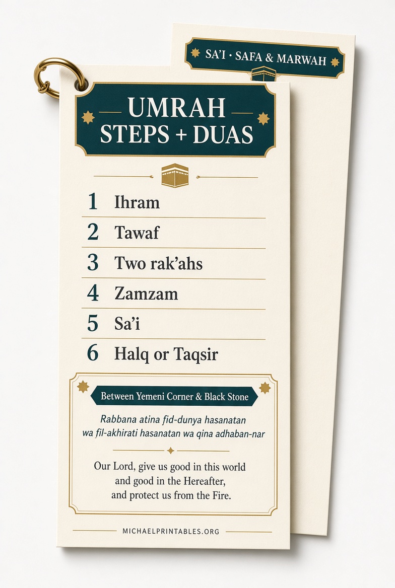 Free Printable Umrah Dua Cards (USA) 
