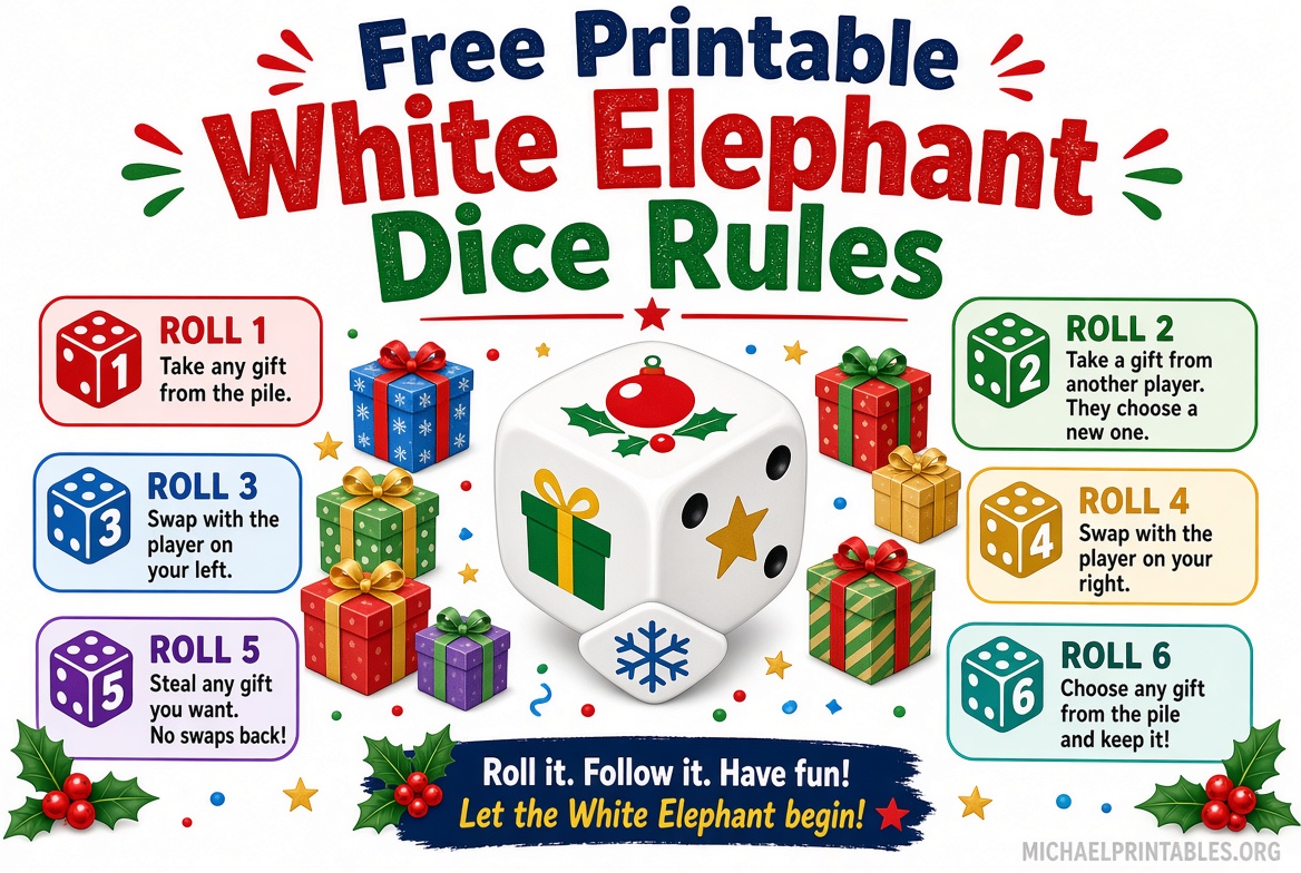 White Elephant Dice Game Free Printable (2)