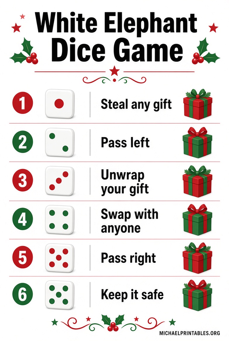 White Elephant Dice Game Free Printable (3)