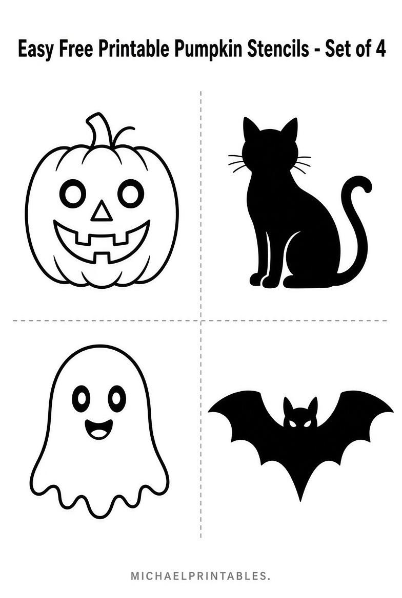 Easy Free Printable Pumpkin Stencils for Halloween