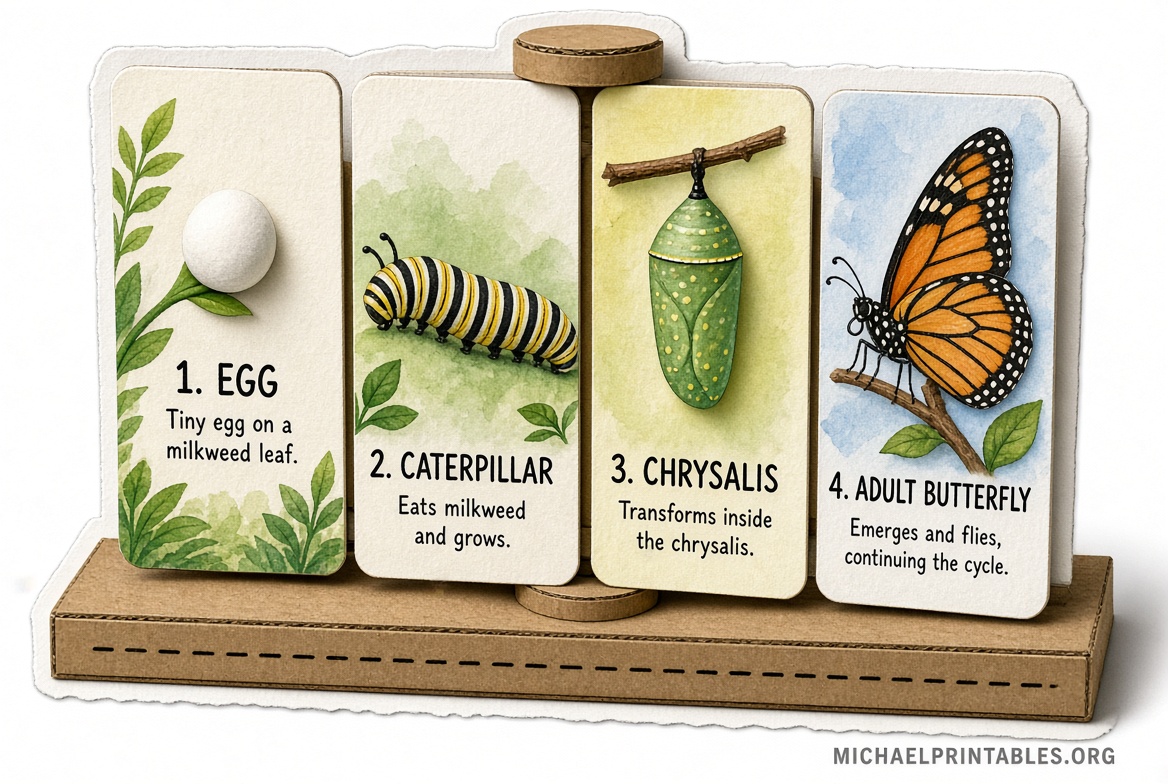 Free 3D Butterfly Life Cycle Craft Printable
