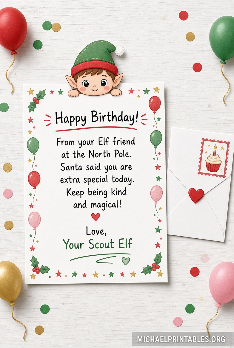 Free Birthday Letter From Elf On The Shelf Printable