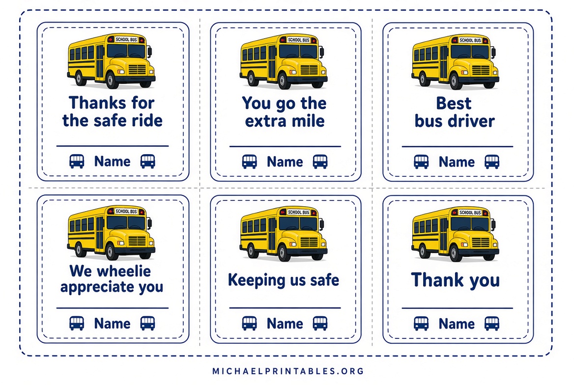 Free Bus Driver Appreciation Printables
