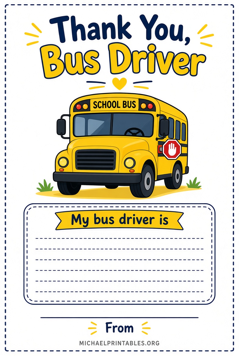 Free Bus Driver Appreciation Printables