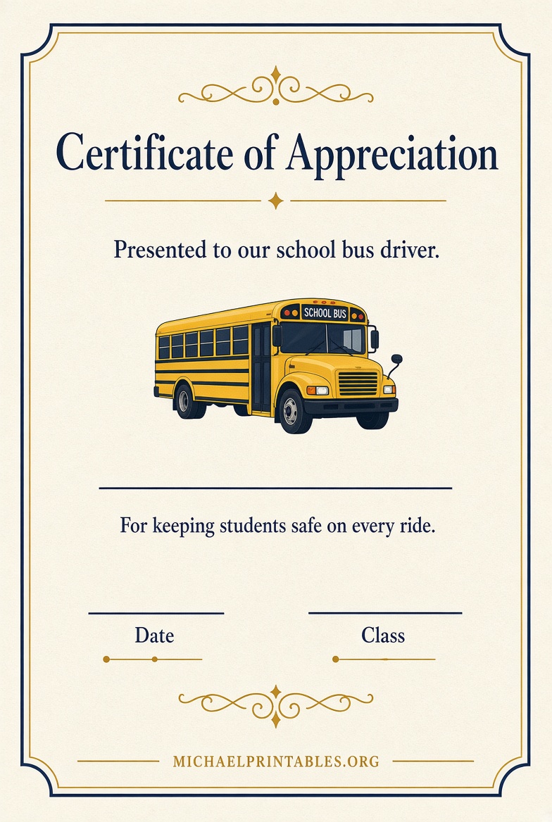 Free Bus Driver Appreciation Printables