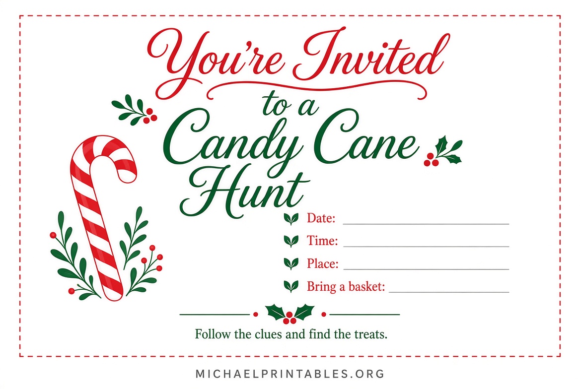Free Candy Cane Scavenger Hunt Printables