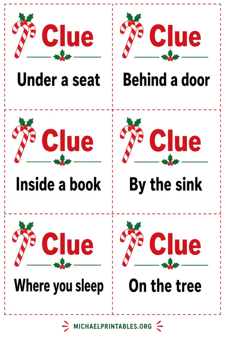 Free Candy Cane Scavenger Hunt Printables