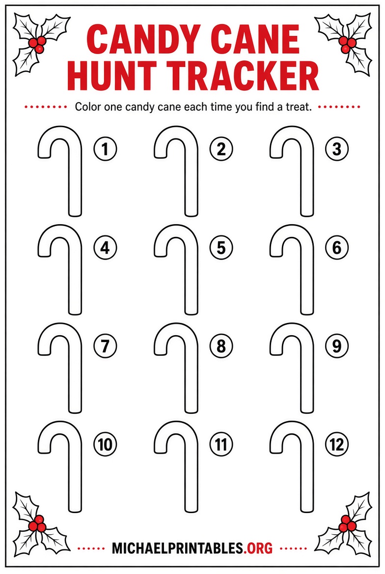 Free Candy Cane Scavenger Hunt Printables