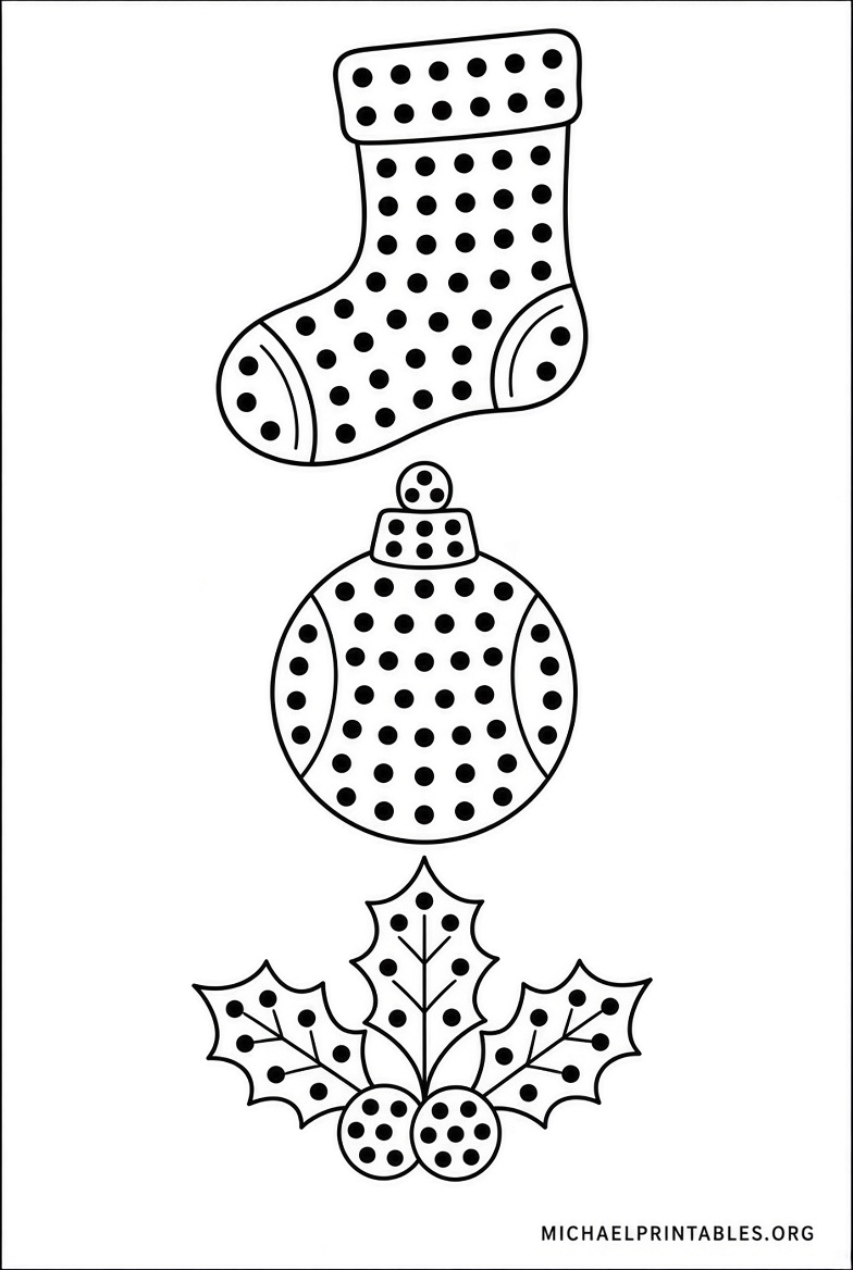 Free Christmas Dot Art Printables for Kids