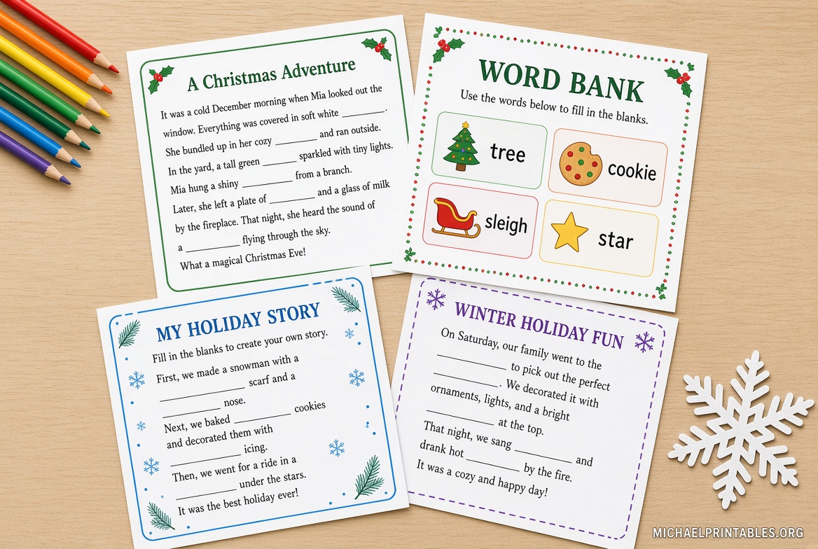 Free Christmas Fill-in-the-Blank Printable Games