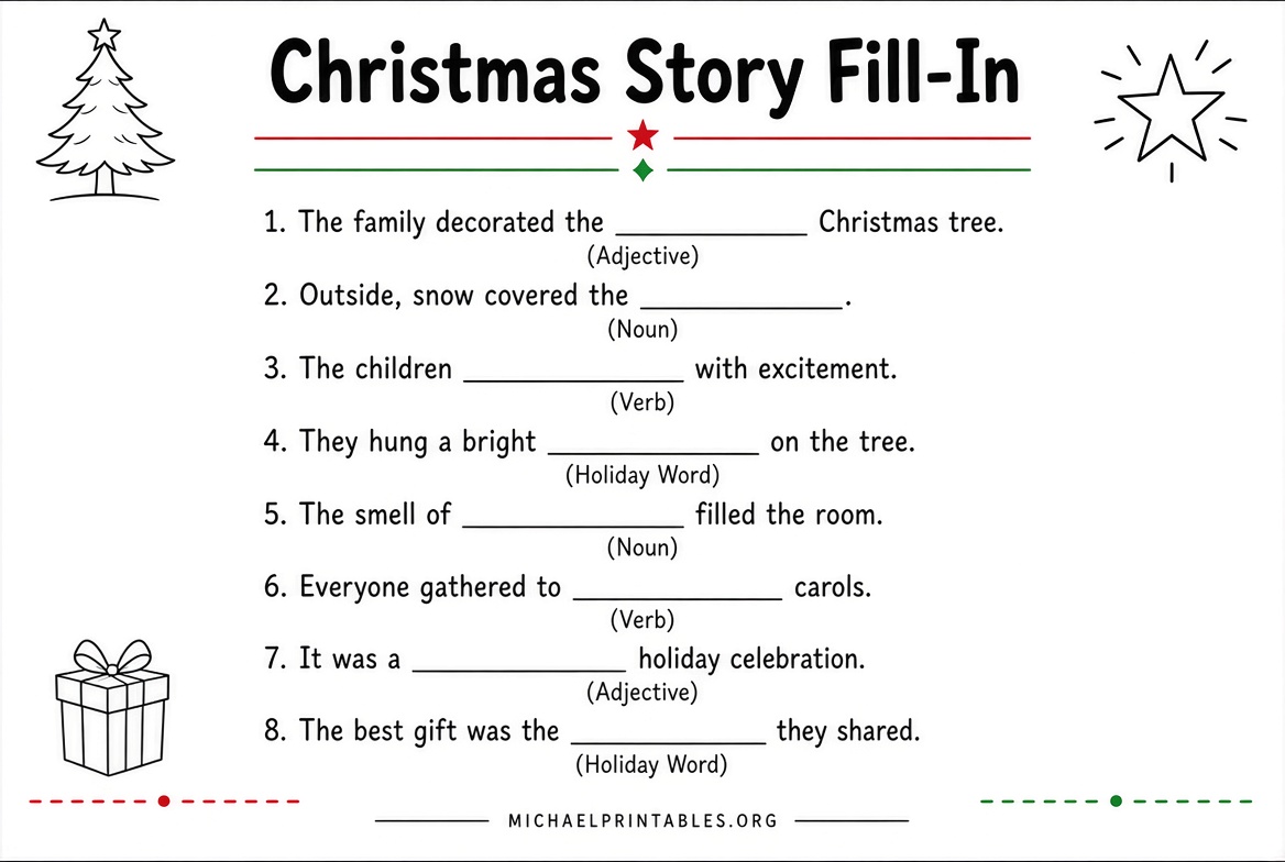 Free Christmas Fill-in-the-Blank Printable Games