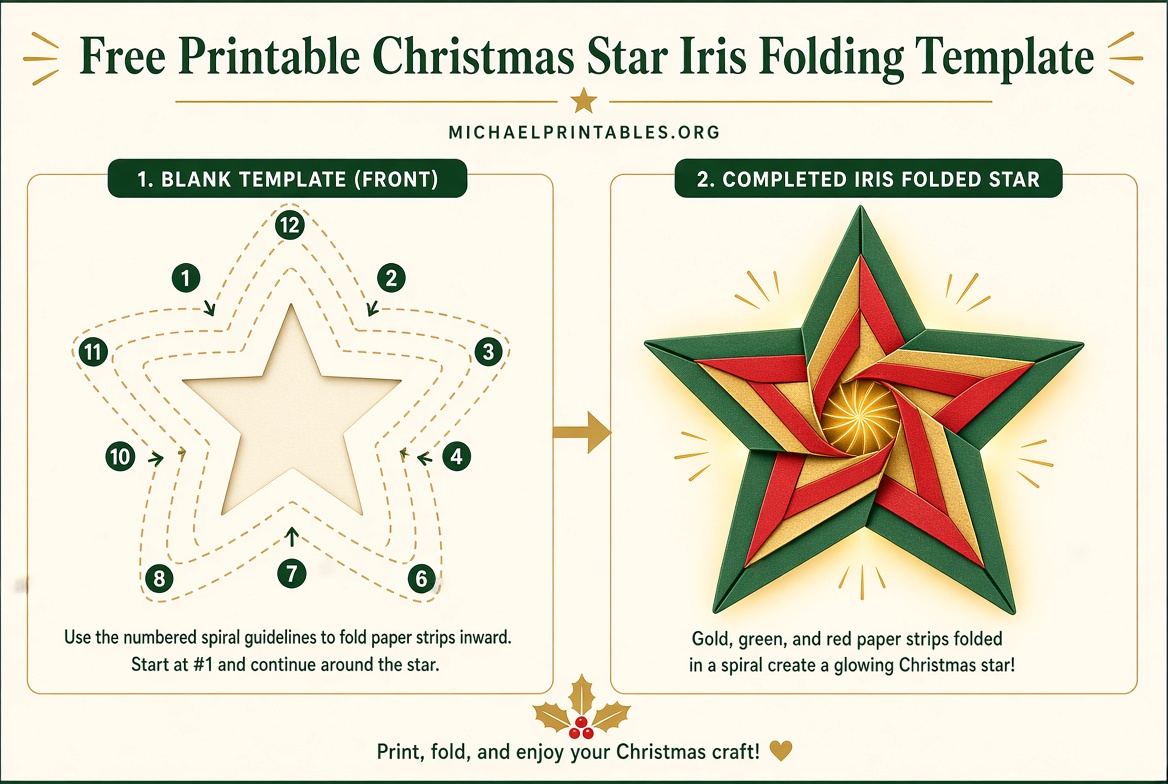 Free Christmas Iris Folding Templates Printable