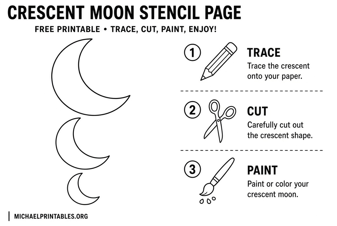 Free Crescent Moon Stencil Printable Resources