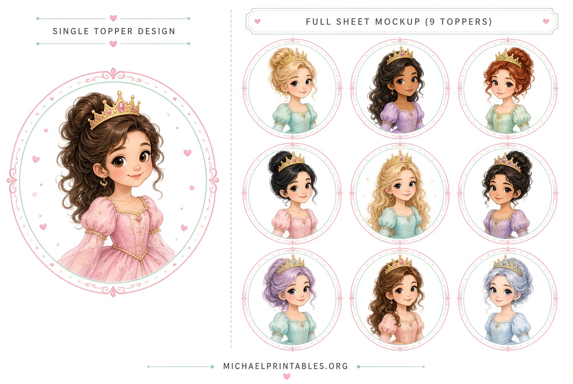 Free Disney Princess Cupcake Toppers Printables