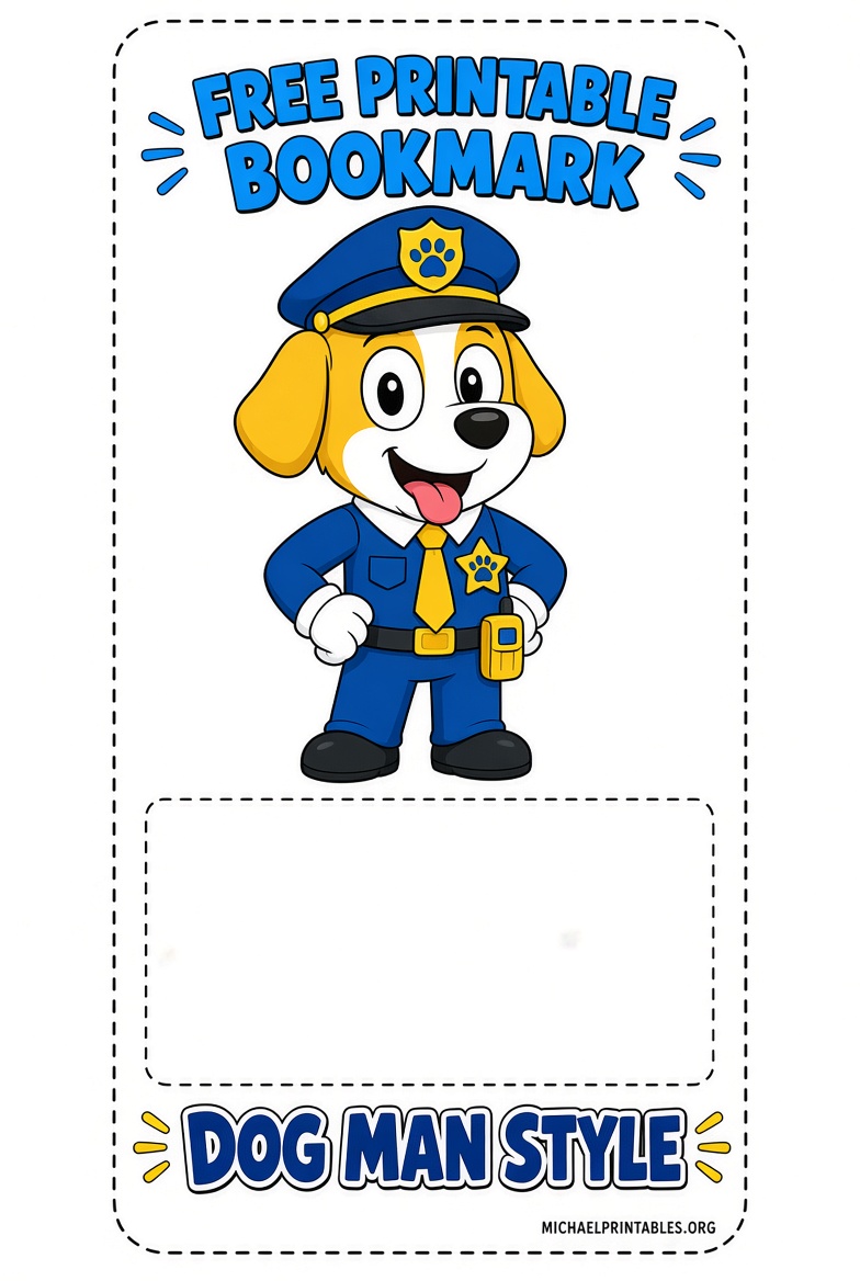 Free Dog Man Bookmark Printable for Kids